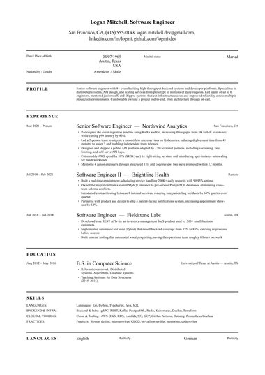 Simple CV template Classic