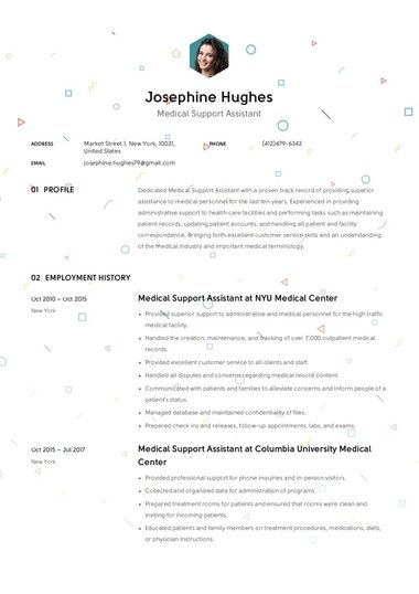 Single column CV template Confetti