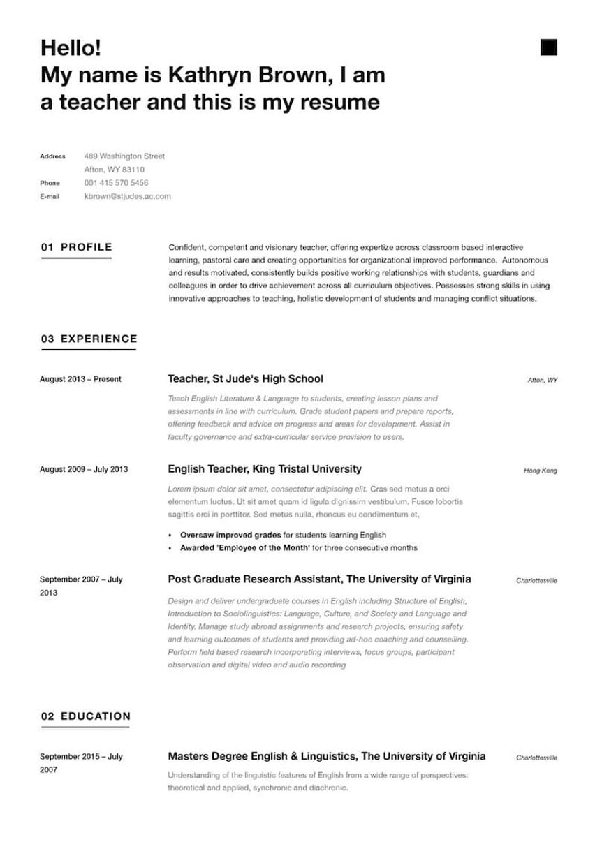 Singapore resume template